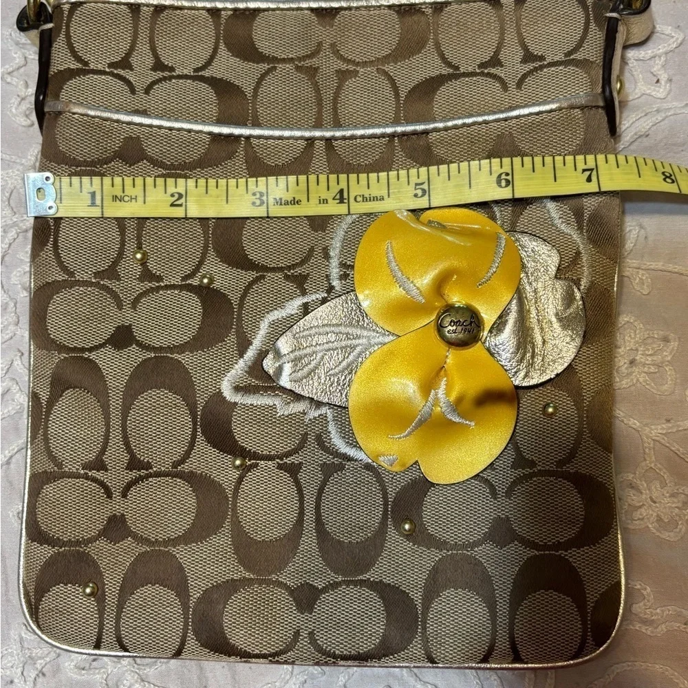 Coach Tan and Yellow Floral Crossbody Bag